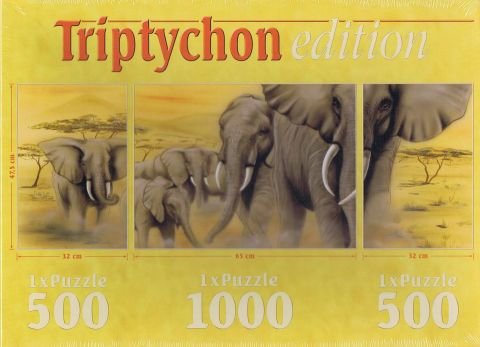 Elefantenfamilie, 2x500 og 1x1000 brikker (1)